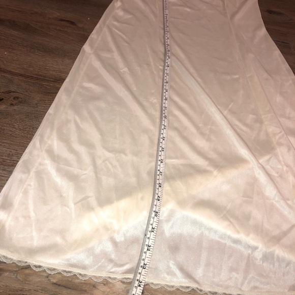 𝅺vintage 70s Hanna Satin Feel Lace Trim Night Gown Slip Ribbon Strap New - Picture 6 of 10